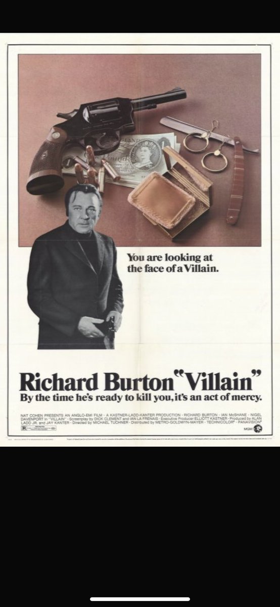 Villain (1971) is a tough heist movie starring RichardBurton (who does gay stuff with IanMcShane), NigelDavenport from Nighthawks and JossAckland from RedOctober.
Hot FionaLewis shows her breasts. Al Lettieri - yes, Sollozzo the Turk - adapted the story!🤗👍🏼