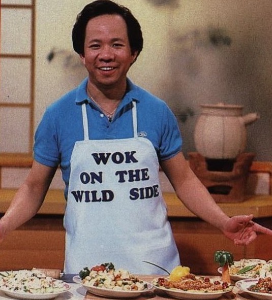 Do you remember Wok with Yan?

It was a cooking show starring Vancouver chef Stephen Yan. 
It ran from 1980 to 1995, with over 500 episodes. Yan was well-known for his one-liners & playing with the food & cookware.
An audience member always ate with him at the end of the episode