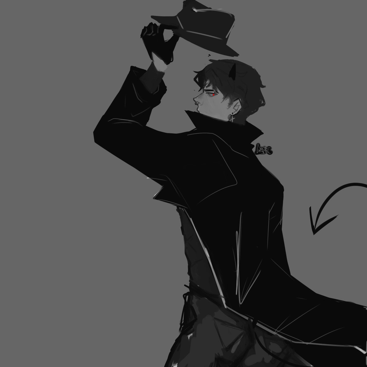 s4msquerade's tweet image. drawing to get my hand used to drawing since im going to be here a little while haha (pain)
i told yall spider noir is my spidersona so