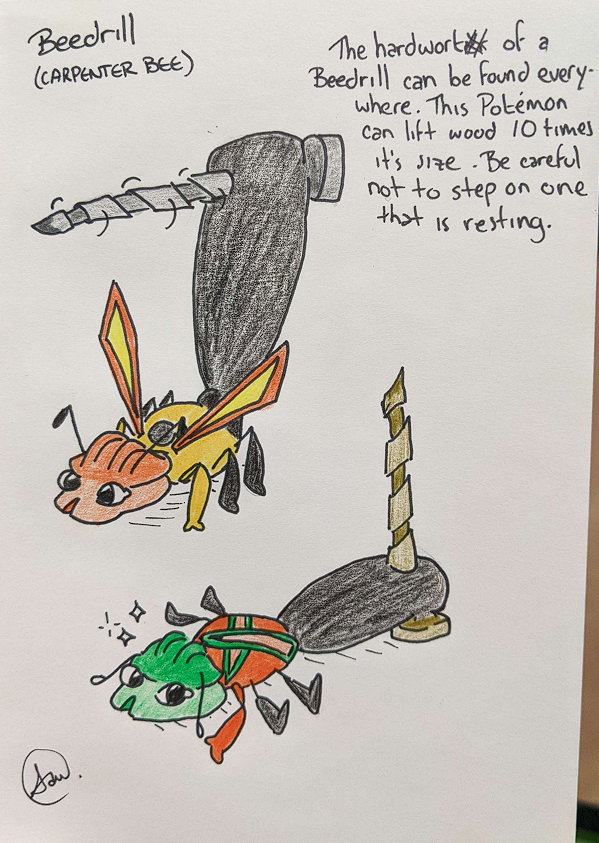 TheGuabb's tweet photo. BeeDrill - the concept is to use the same name but make a new pokemon - Concept from @An_Artist_astray on instagram
What's your favourite detail? mine is the mouth.
Art by TheGuabb
New Pokemon concept by TheGuabb
#samenamenewpokemon #pokemonchallenge #pokemon #newpokemon https://t.co/phSNvclGsI