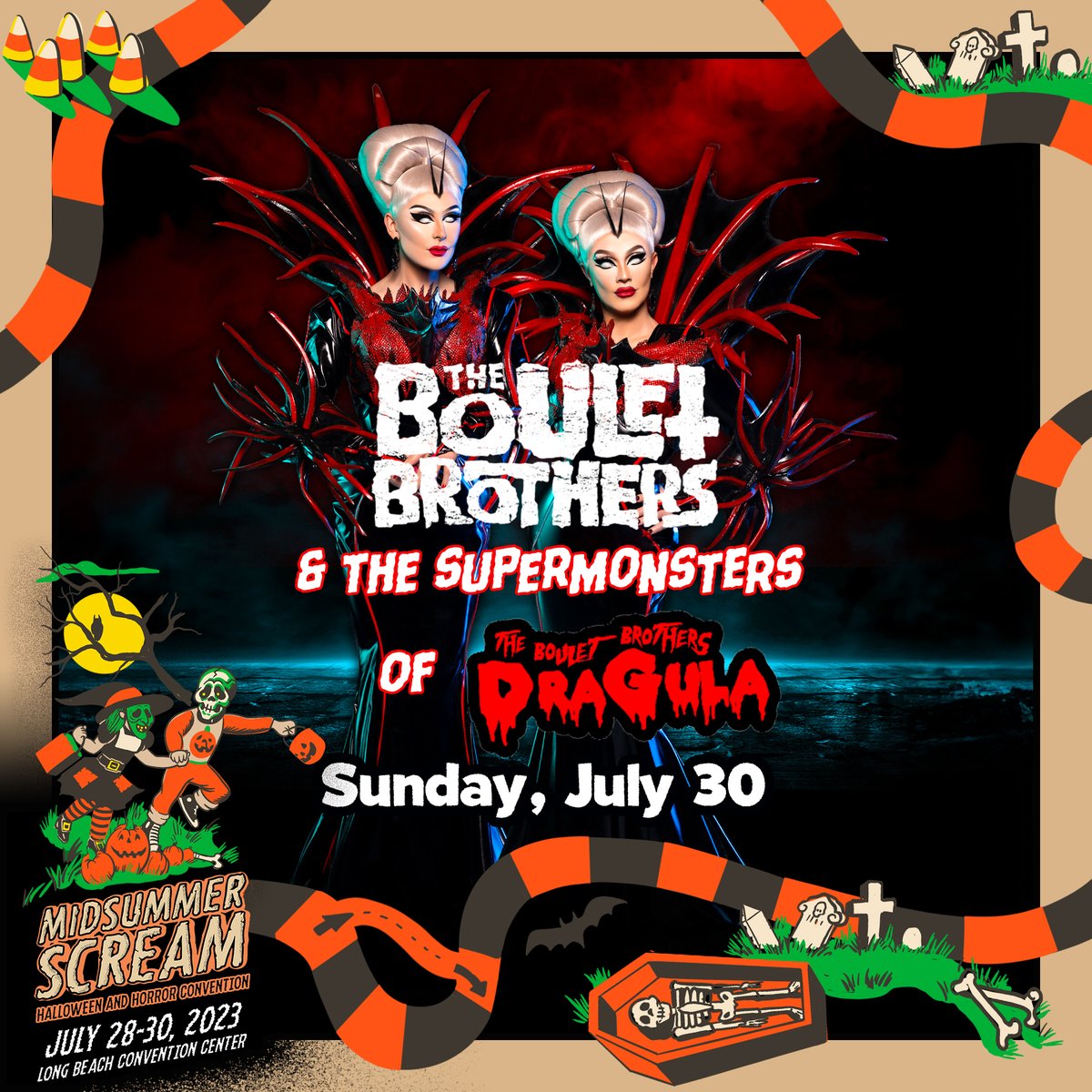 The @bouletbrothers wll be at Midsummer Scream all weekend, July 28-30... with a special presentation on Sunday, July 30!