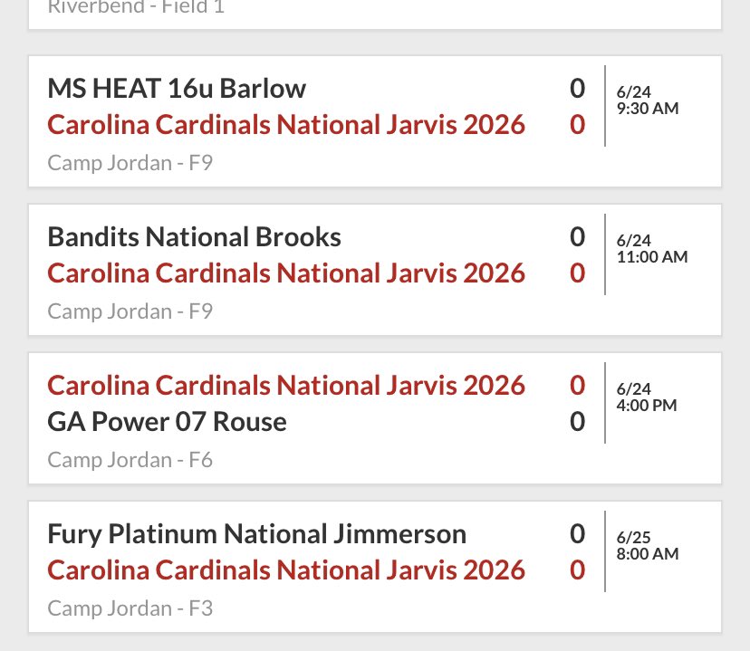 Our Cardinals are off to a 🌶 2-0 start to our day at Scenic City! Outscoring our opponents 19-3! Look forward to great day of competition for tomorrow! ⭐️ Updated Schedule⭐️ below for the rest of Tourney! <a href="/ConnectSports_/">Connect Sports</a>