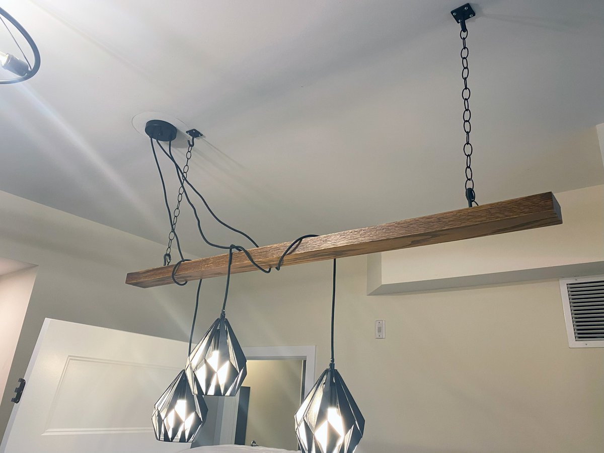YourFrenchTouch's tweet photo. Illuminate Your Kitchen Island in Style!
Introducing our stunning custom-made light fixture, crafted with love for your modern kitchen! Captivating black and dark wood design, handcrafted to add a touch of elegance to your kitchen. 
#ottawarenovation
#customcraft
#interiordesign https://t.co/Nzsk1ALFVt