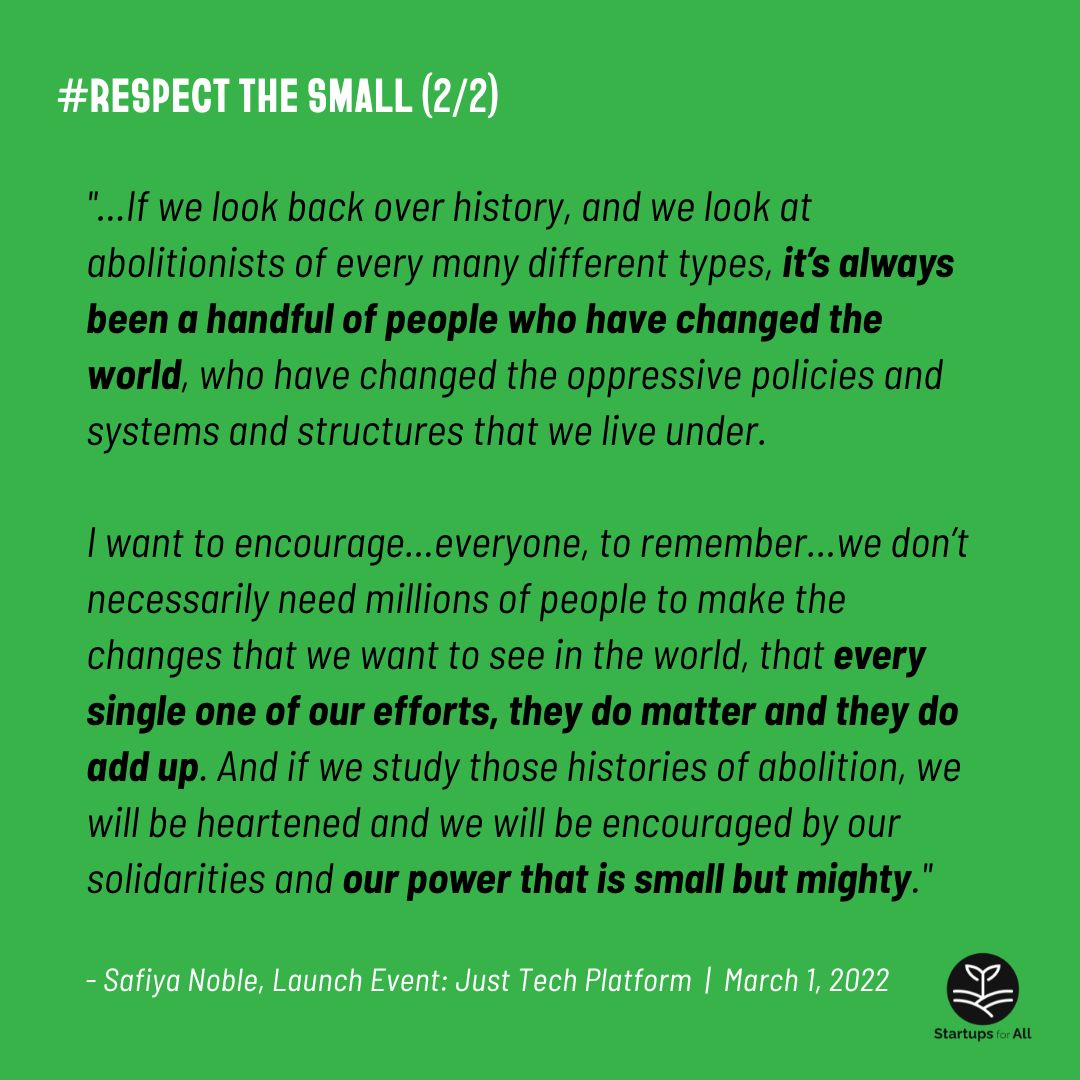 startupsforall's tweet photo. ...featuring remarks from Ruha Benjamin, Timnit Gebru, Alondra Nelson, and Safiya U. Noble. For all those seeking to #reimagine, #redefine, #reclaim our collective futures, the live stream recording (on YT) is a mustwatch! https://t.co/vWlE6XoFJF