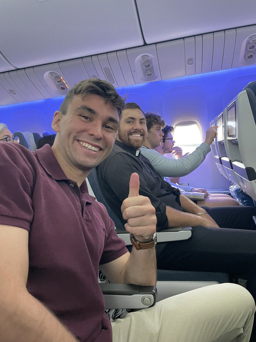TigerPilgrims's tweet photo. Boarded and getting ready to take off! On to London! #OurLadyoftheWay #PrayforUs https://t.co/fgGAirVepu