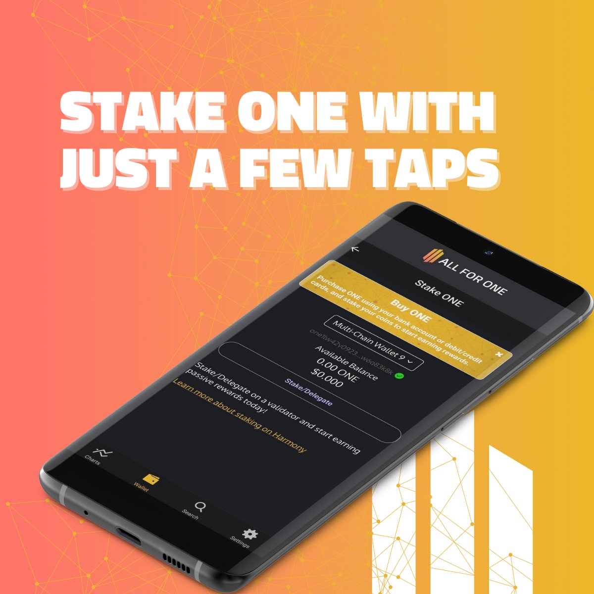 AppAllForOne's tweet image. Effortlessly manage your staked $ONE tokens with AllForOne's intuitive platform. Keep an eye on your earnings and enjoy the rewards. #crypto #staking