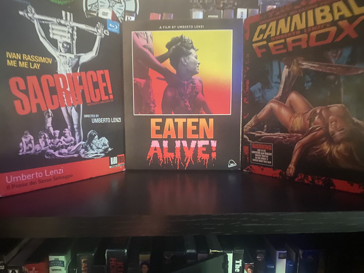 Finally have a complete Umberto Lenzi Cannibal trilogy #umbertolenzi #cannibalferox #eatenalive #bluray