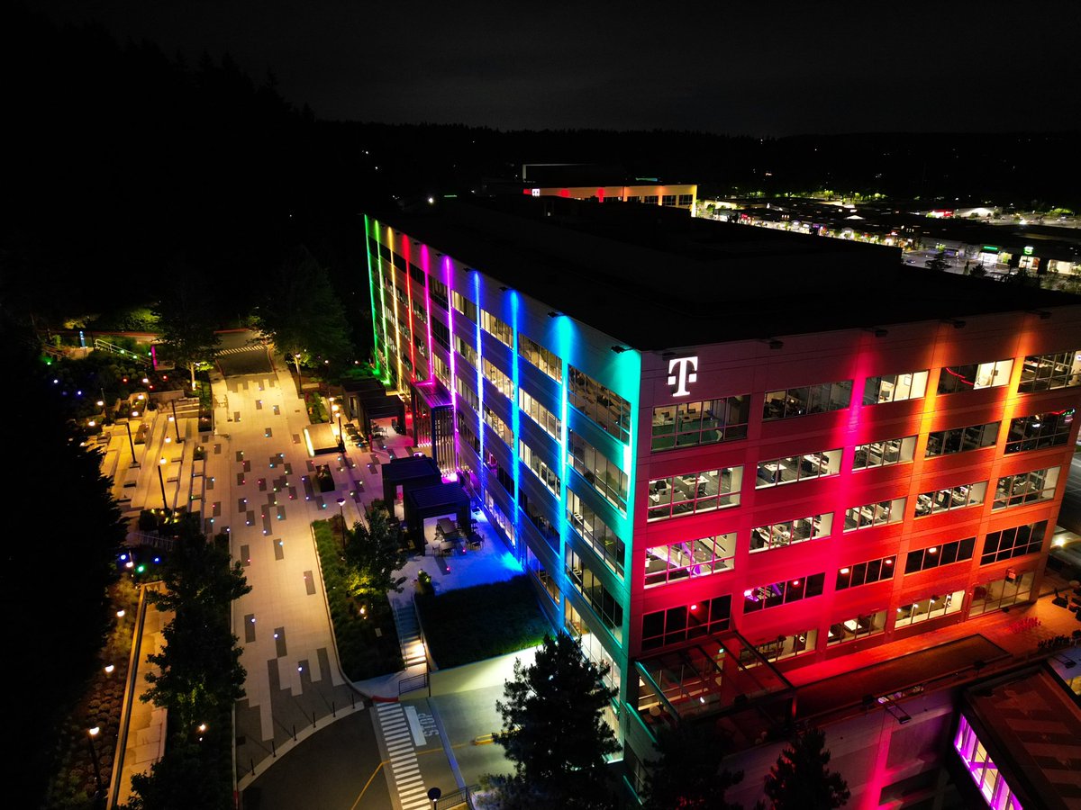 What an honor to support Seattle Pride and our LGBTQIA+ community through our @TMobile HQ building lights. Inclusivity for all. 🌈