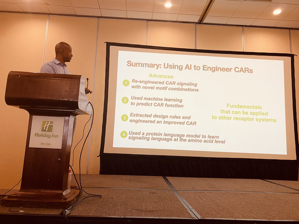 MokhtariTahere's tweet photo. Enjoyed listening to &amp; learning from Dr. @kylescience ’s talk on AI-assisted CAR engineering…amazing studies!
#AIChE #mSBW https://t.co/hPk5PmA8xq