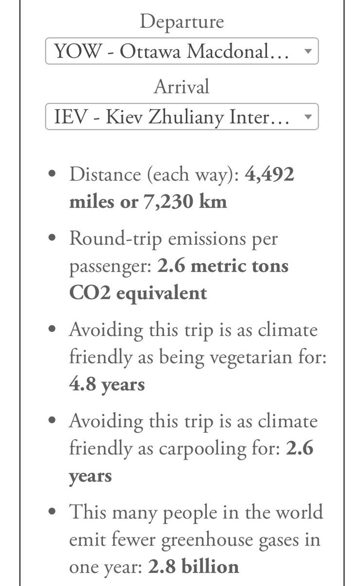 It’s amazing to see the amount of emissions @JustinTrudeau puts out every flight. Round trip to Ukraine was 2.6 metric tons CO2. 
#TrudeauBrokeCanada #TrudeauDictatorship