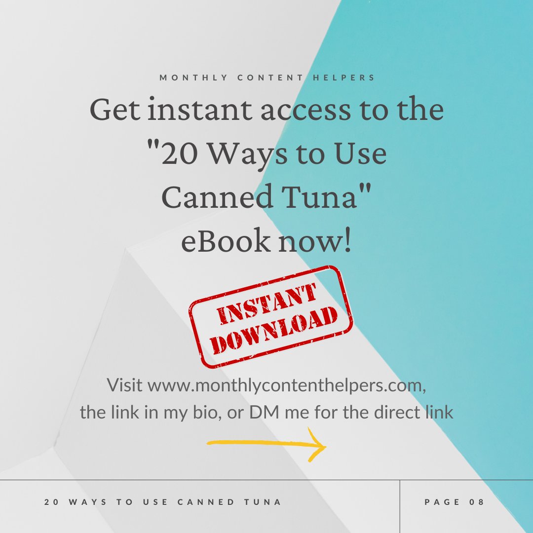 appetite4design's tweet photo. Dive into a world of deliciousness with our "20 Ways to Use Canned Tuna" recipe collection! Discover 20 tantalizing recipes that elevate canned tuna to new heights. Don't miss out on this incredible opportunity to transform your meals. Get your copy now. https://t.co/nlmD2dHcU5 https://t.co/0HkUBbISbC