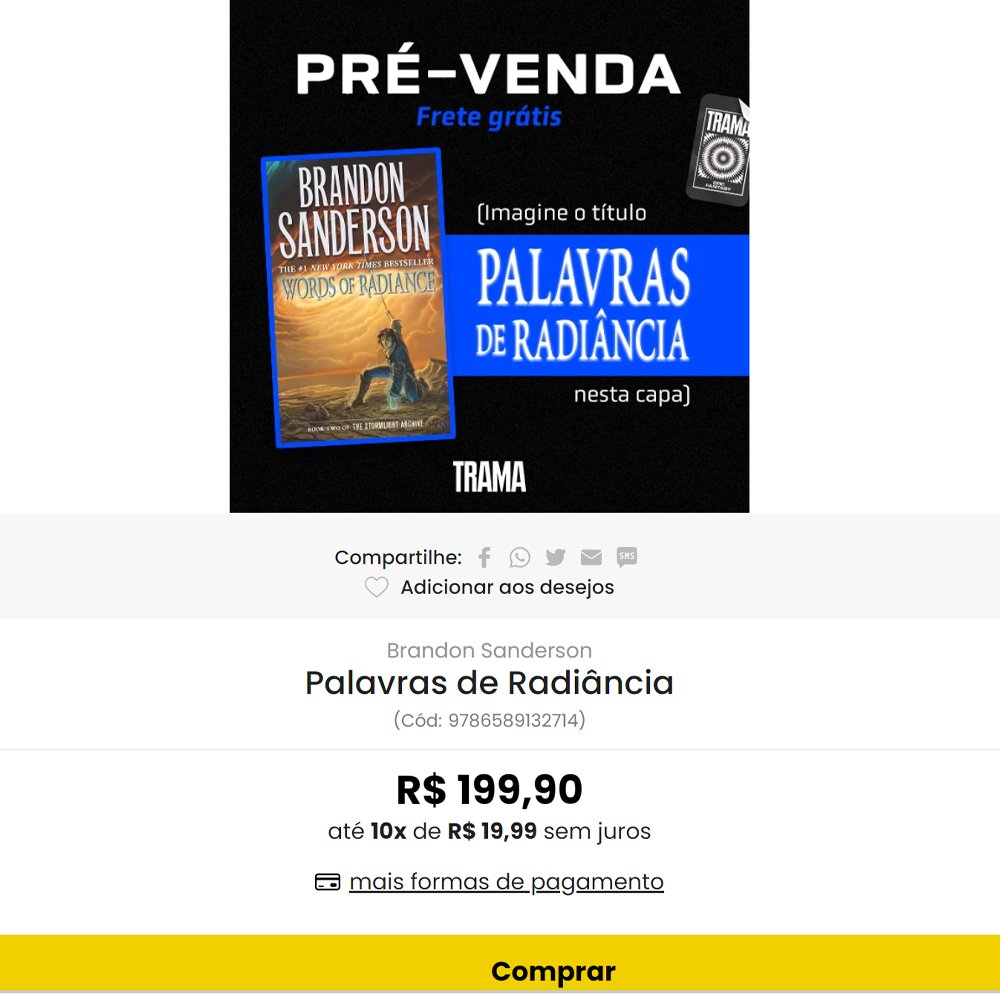 Palavras de Radiância - Loja editora Trama - TRAMA