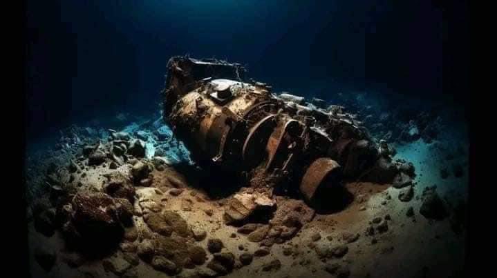 HLFrisbie's tweet photo. De esta forma un carro tanque de tren se compacta al someterlo a 1 atmósfera de presión

El sumergible #Titán se sometió a 375 atmósferas de presión 

La búsqueda inicial de la @USNavy determinó que desde que se perdió el contacto con el sumergible había sucedido la implosión y la fragmentación. Al ponerlo a juicio de autoridades civiles se decidió esperar a que la esperanza por falta de oxígeno hiciera menos impactante la noticia

Así se observan los fragmentos del sumergible en el fondo del mar