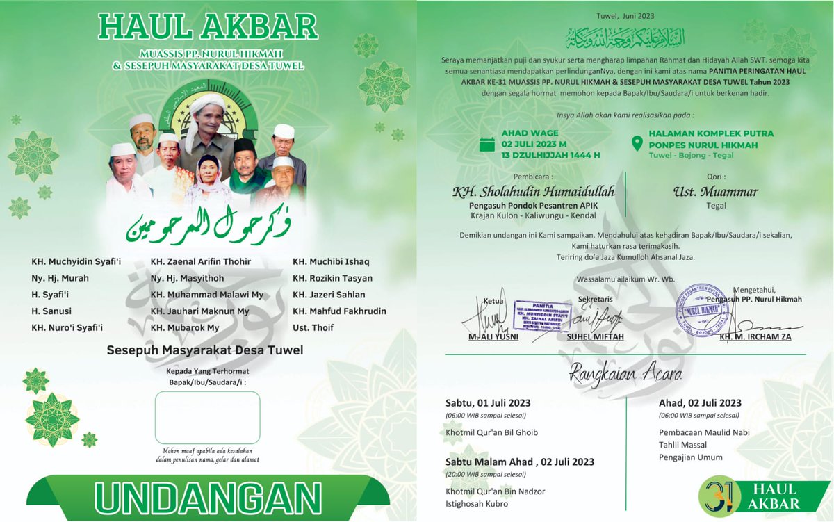 spenubo's tweet photo. Haul Akbar Muassis Pondok Pesantren Nurul Hikmah @pp_nurulhikmah &amp; Sesepuh Masyarakat Desa Tuwel https://t.co/4CXJYMKNME