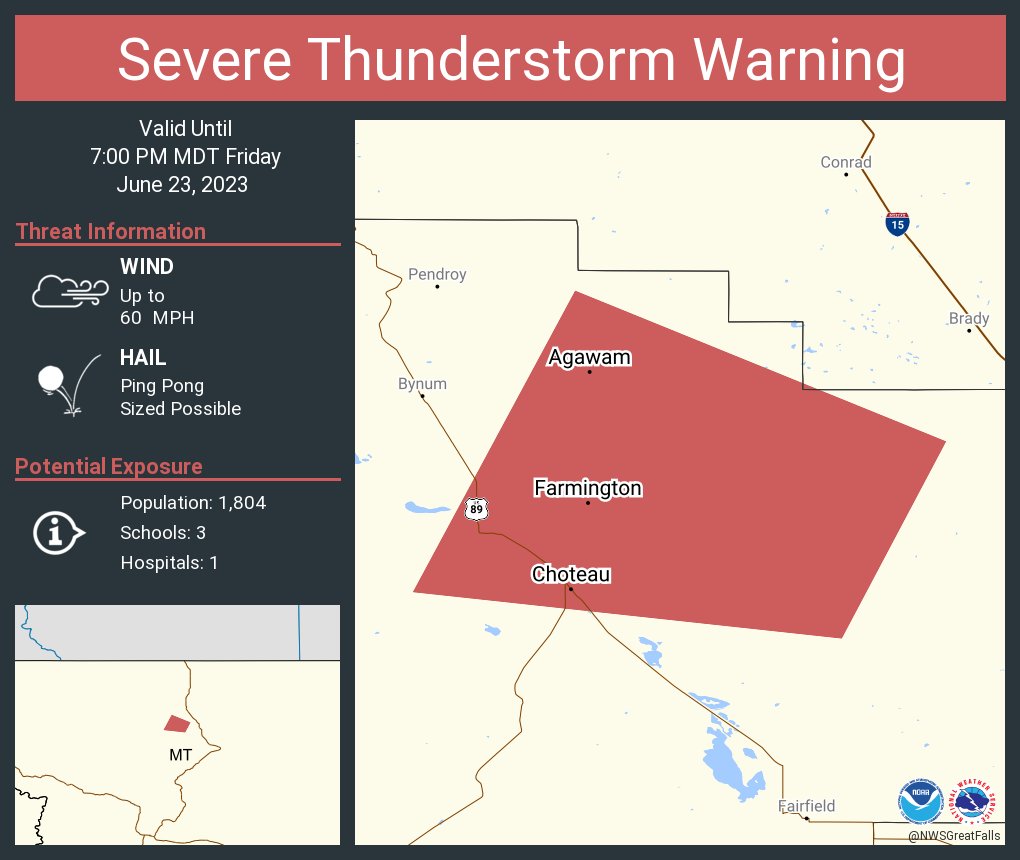 NWS Great Falls on Twitter "Severe Thunderstorm Warning including