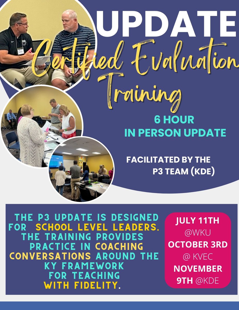 AlisonMGregory1's tweet photo. @P3KyKDE just had two slots open up for Update Training @ WKU on July 11th!  Message me if you want one of the slots!  97% of participants from this week "strongly agreed" that the training provided content they could immediately apply.  #fightmediocrity #kyadmin @KyDeptofEd https://t.co/ubRX7Vgxrm