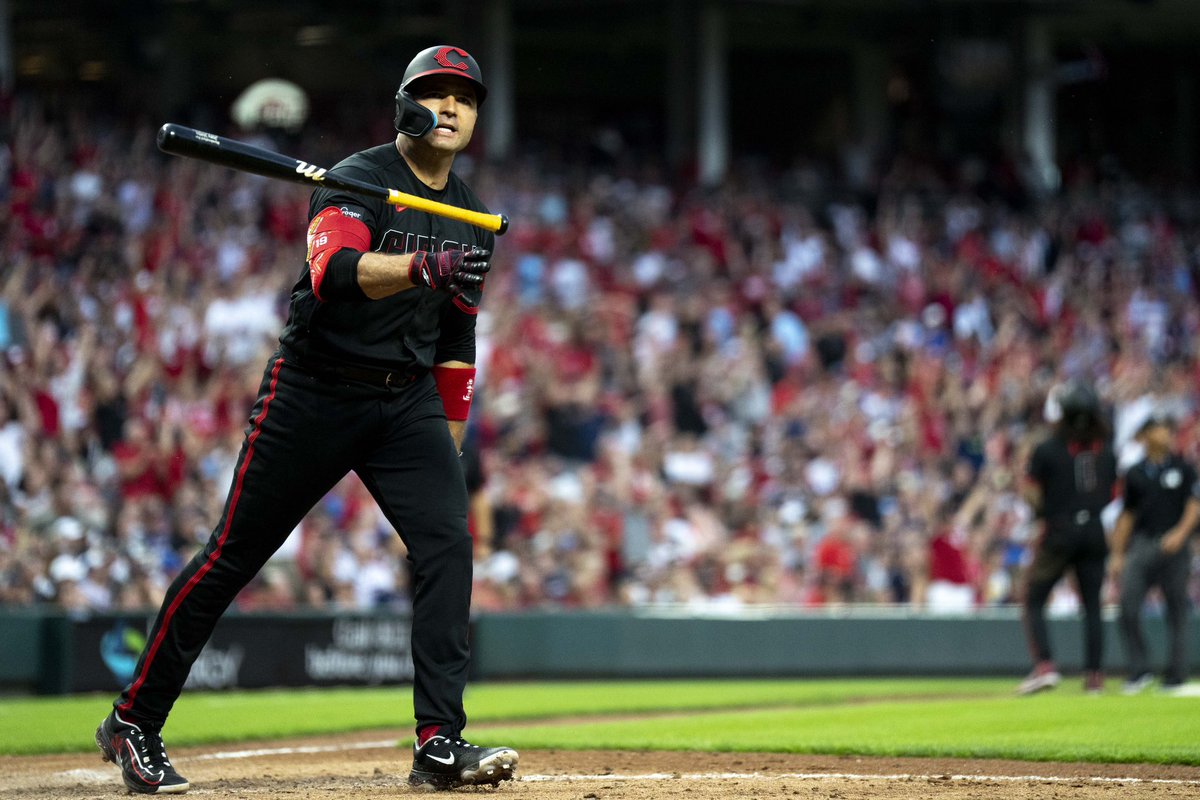 AlbertCesare's tweet image. Cincinnati Reds first baseman Joey Votto (19) reacts after hitting a 3-run home run in the fifth inning of the MLB baseball game between the Cincinnati Reds and the Atlanta Braves giving the reds a 2-run lead. @Enquirer