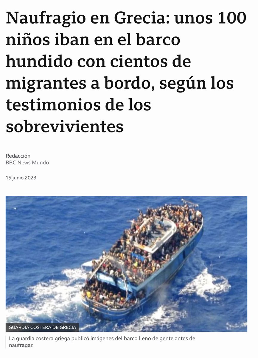 JoseMarioMX's tweet photo. ¿Qué causo mayor indignación? Esta semana se presentaron dos accidentes en el mar. En el primero un barco en el que viajaban cientos de migrantes, se hundió frente a las costas de Grecia. Se considera que han muerto más de 100 personas y muchas se encuentran desaparecidas. En el segundo, 5 millonarios que pagaron 250 mil dólares por explorar los restos del Titanic, murieron por que el submarino Titán en el que viajaban, sufrió una implosión. 

Los recursos, infraestructura y apoyo logístico desplegado para tratar de rescatar a los millonarios, rebasa en cientos o miles de veces, lo que se hizo para tratar de salvar a los migrantes.

El despliegue noticiosos que tuvo el evento del Titán, es miles de veces mayor que lo que se dijo de los cientos de muertes de migrantes. 

La forma en la que como sociedad y como personas reaccionamos a estos dos eventos, dice mucho lo que somos y refleja la sociedad que hemos creado. Prevalece la desigualdad en todos los sentidos y por mucho que se diga o se haga, ahí están las personas que merecen toda la atención por ser millonarios excéntricos que querían conocer los restos del Titanic y los cientos de africanos que huyen de su realidad, de su miseria, de su marginación, arriesgándolo todo, simplemente para lograr tener una mínima oportunidad de poder tener una vida un poco mejor.