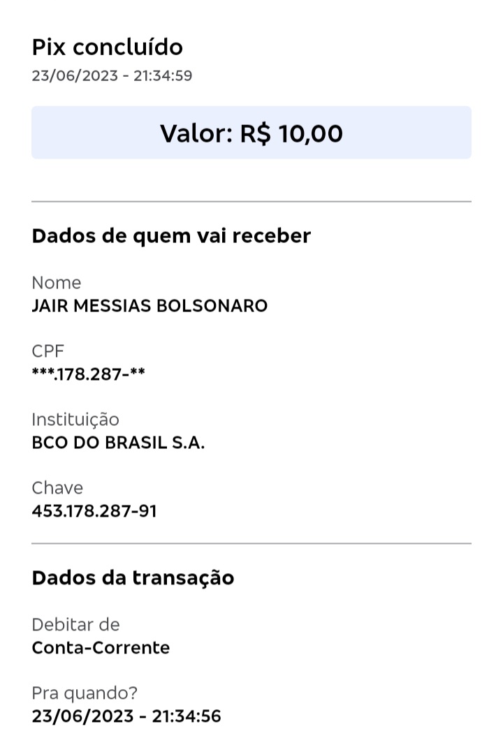 AnaMotivada's tweet photo. E o pix do presidente mesmo. Não é fake. A justiça está tentando destruí-lo com multas e agora estamos fazendo uma campanha para ajudá-lo 
Digite o CPF e vc verá que é ele mesmo que aparece 
Eu já fiz a minha contribuição! Faça a sua! Ele merece! https://t.co/fVXMLK2hTF