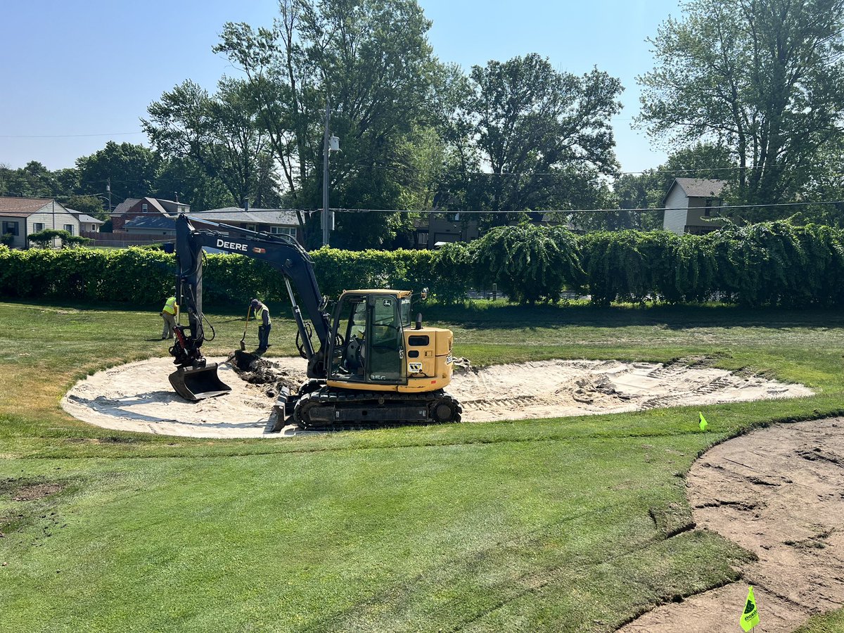 Within four days we have 6 green expansions cored, 3 green and bunker complexes rough shaped and slit drainage going in on greens. Great start to the project and have all day tomorrow to keep it moving!