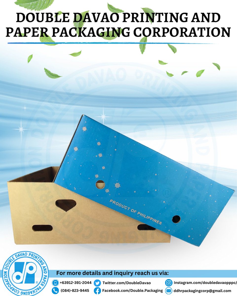 DoubleDavao's tweet photo. Packaging serves more than one purpose. It's a unique chance to promote your company and build relationships with customers.

For more details and inquiry contact us:

+63912-391-2044
(084)-823-9445
Email: ddhrpackagingcorp@gmail.com
#DoubleDavao #CorrugatedBox  #Manufacturer https://t.co/XZZhvD63b1