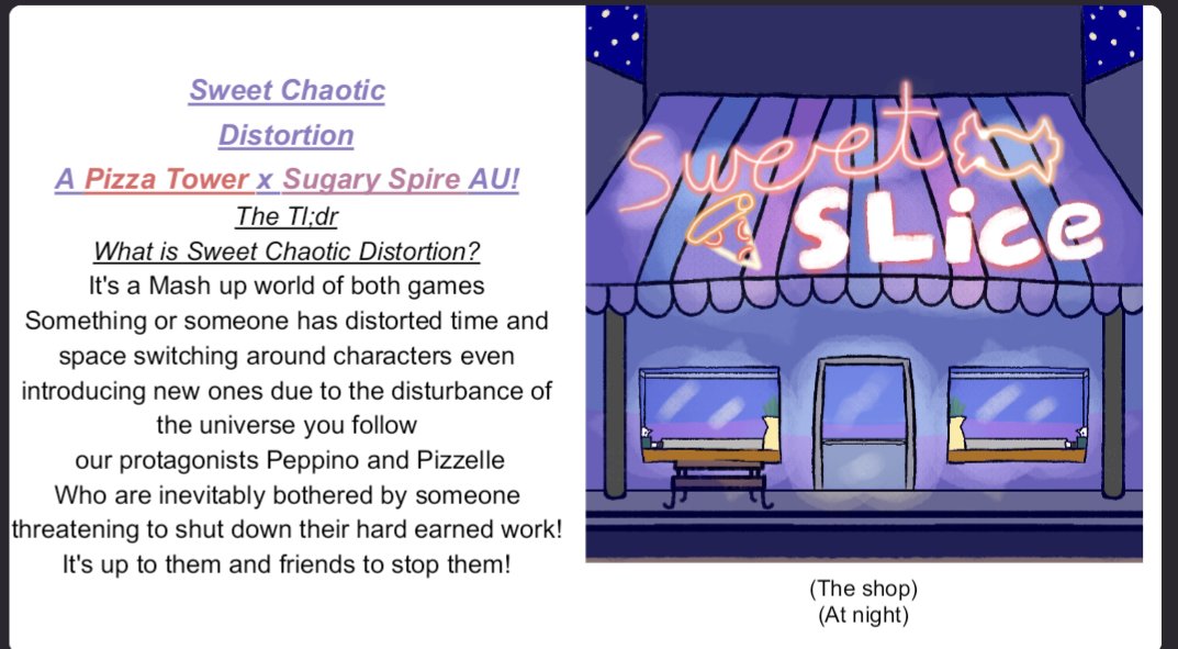 SCDcomics's tweet photo. Yk I have never  given the "here's the short version" lore of SCD a simple slide to show the category of what kind of tom shittery flies through the skies of this universe!

So here we are!!! 
#pizzatower #pizzatowerau #sugaryspire https://t.co/NWFpPKoFrS
