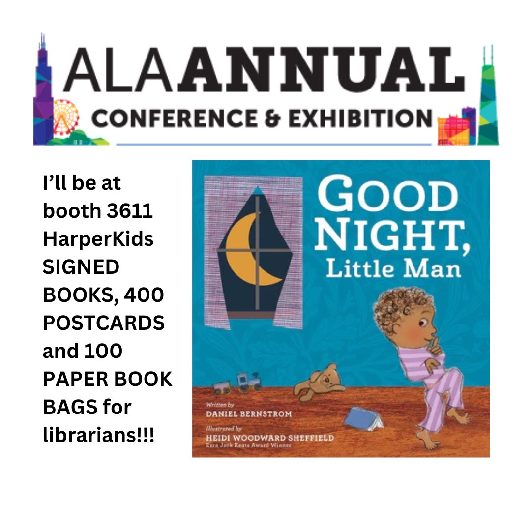 Heidi Woodward Sheffield (@wwwheidibooks) on Twitter photo Booth 3611 <a href="/HarperChildrens/">HarperKids</a> GOOD NIGHT, LITTLE MAN limited number of signed books, 100 paper book bags and 400 postcards !#ALA2023 <a href="/LitTraveler/">Laura Rennert</a> Booth 3611 <a href="/HarperChildrens/">HarperKids</a> GOOD NIGHT, LITTLE MAN limited number of signed books, 100 paper book bags and 400 postcards !#ALA2023 <a href="/LitTraveler/">Laura Rennert</a>