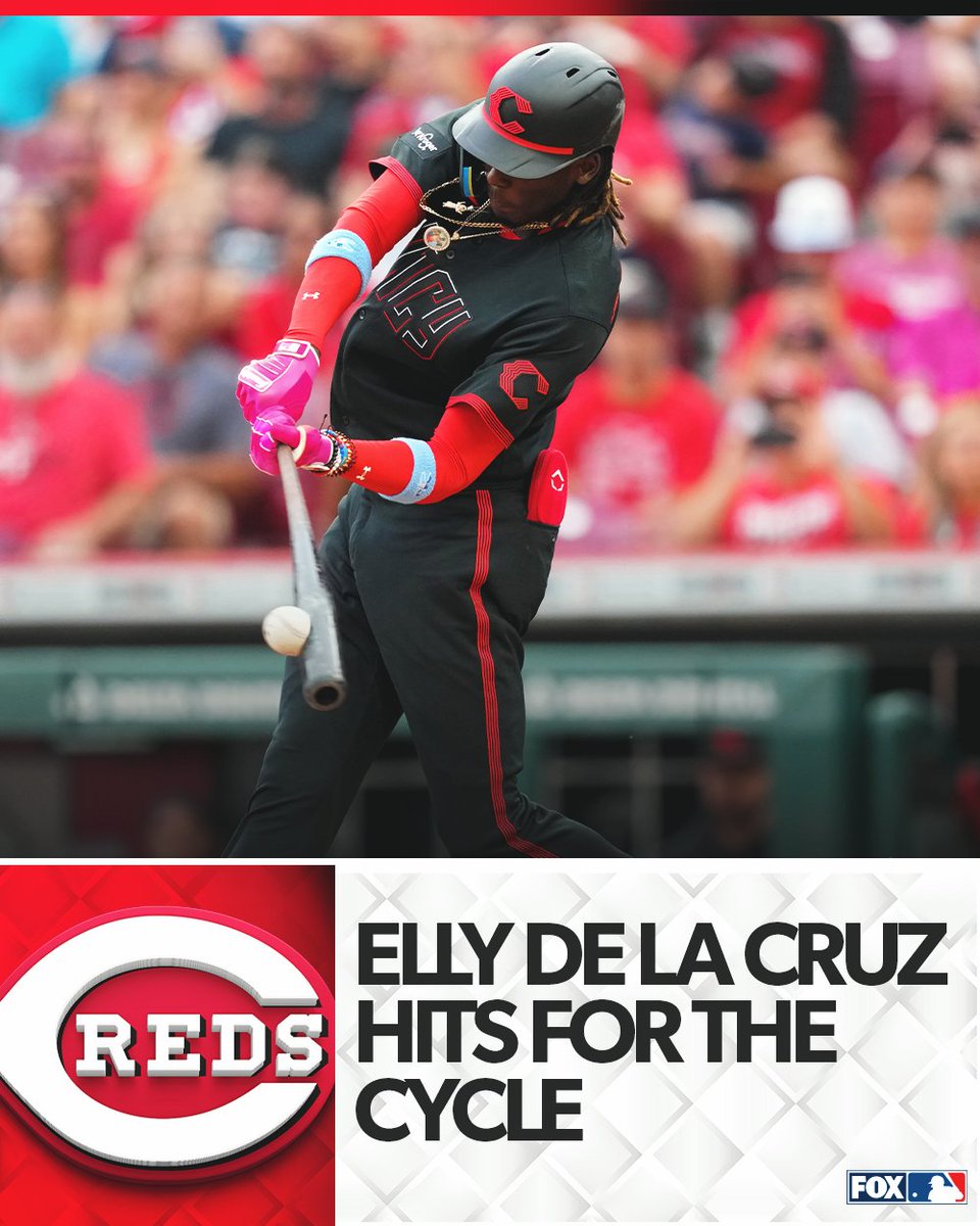 MLBONFOX's tweet photo. HE'S DONE IT! 

Elly De La Cruz has hit for the cycle! https://t.co/SvX6pG0UzJ