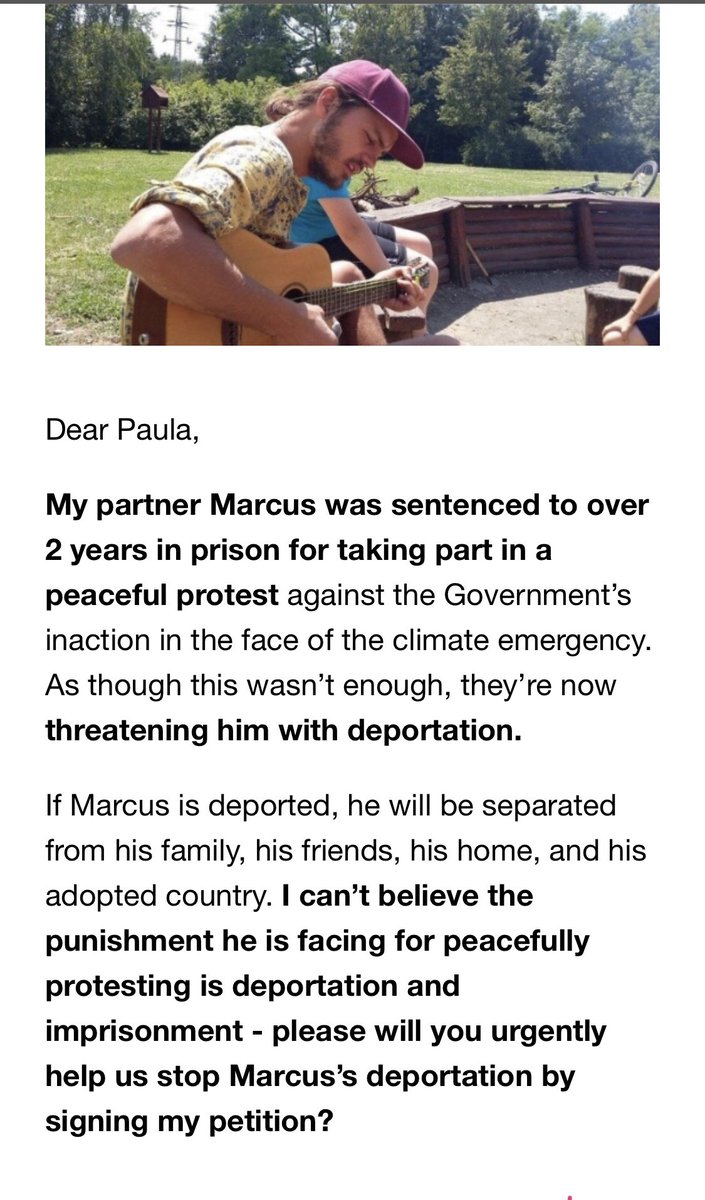 misspaulalondon's tweet photo. I’ve just received this random email. 

I will NOT be signing a petition. I’ll actually be delighted if he gets deported!  

Do you feel sorry for him? 

#JustStopOil #justgotojail #clearoff #deportation https://t.co/EXHHNAYpKC