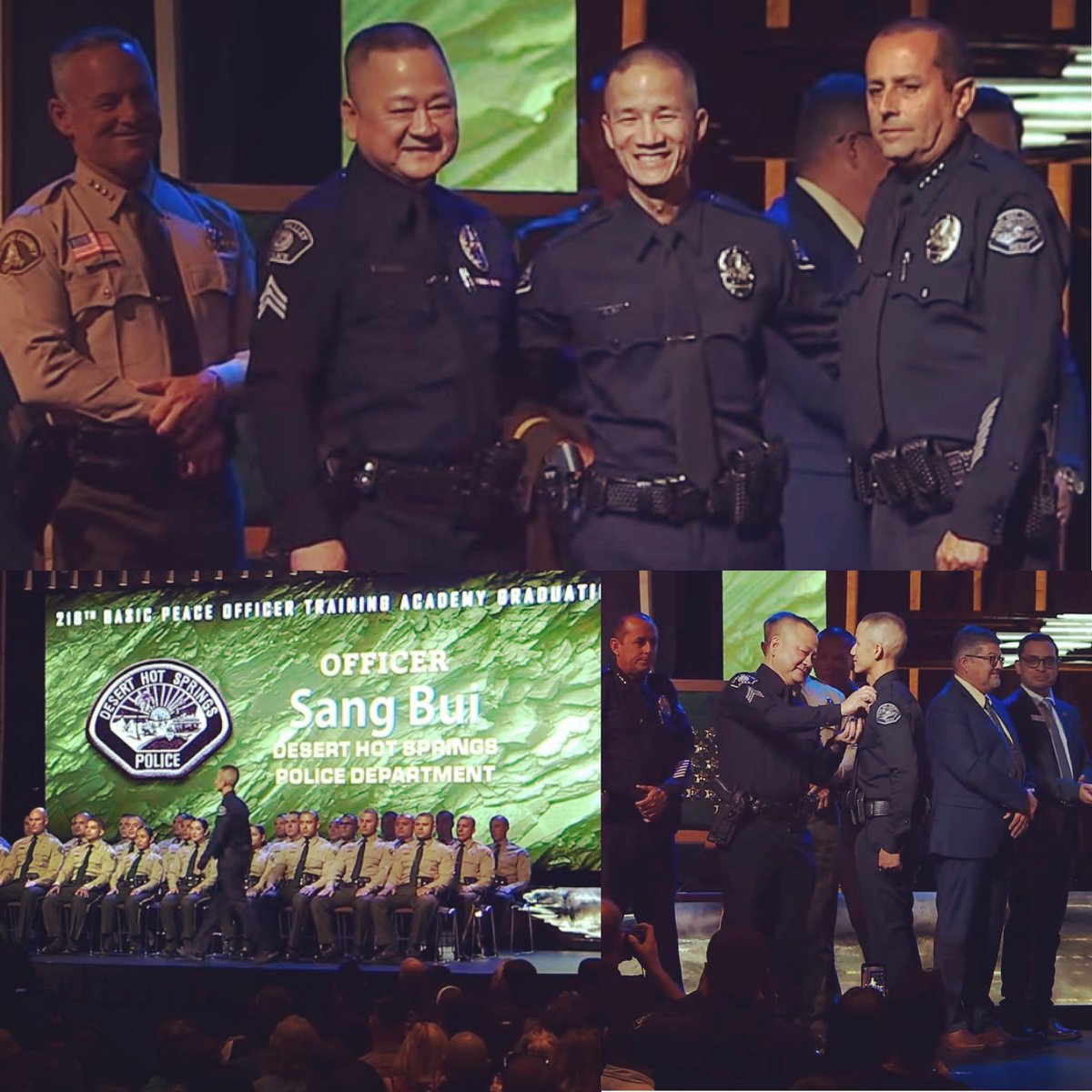 DHSPoliceDept's tweet photo. Please join us in welcoming Officer Sang Bui to the City of Desert Hot Springs and the Desert Hot Springs Police Department. Congratulations on graduating from the RSO Basic Peace Officer Training Academy.
#DHSPD #DesertHotSpringsPolice #JoinDHSPD https://t.co/4O79BNkDJa