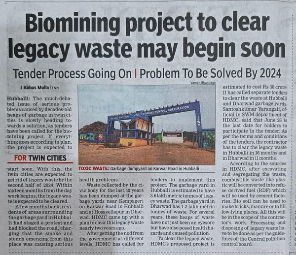 HubliCityeGroup's tweet image. That's great news!  Clearing legacy waste is an important step towards maintaining a clean and sustainable environment.
@gopal17krishna @HdmcHubliDwd #LegacyWasteClearance #EnvironmentalCleanup