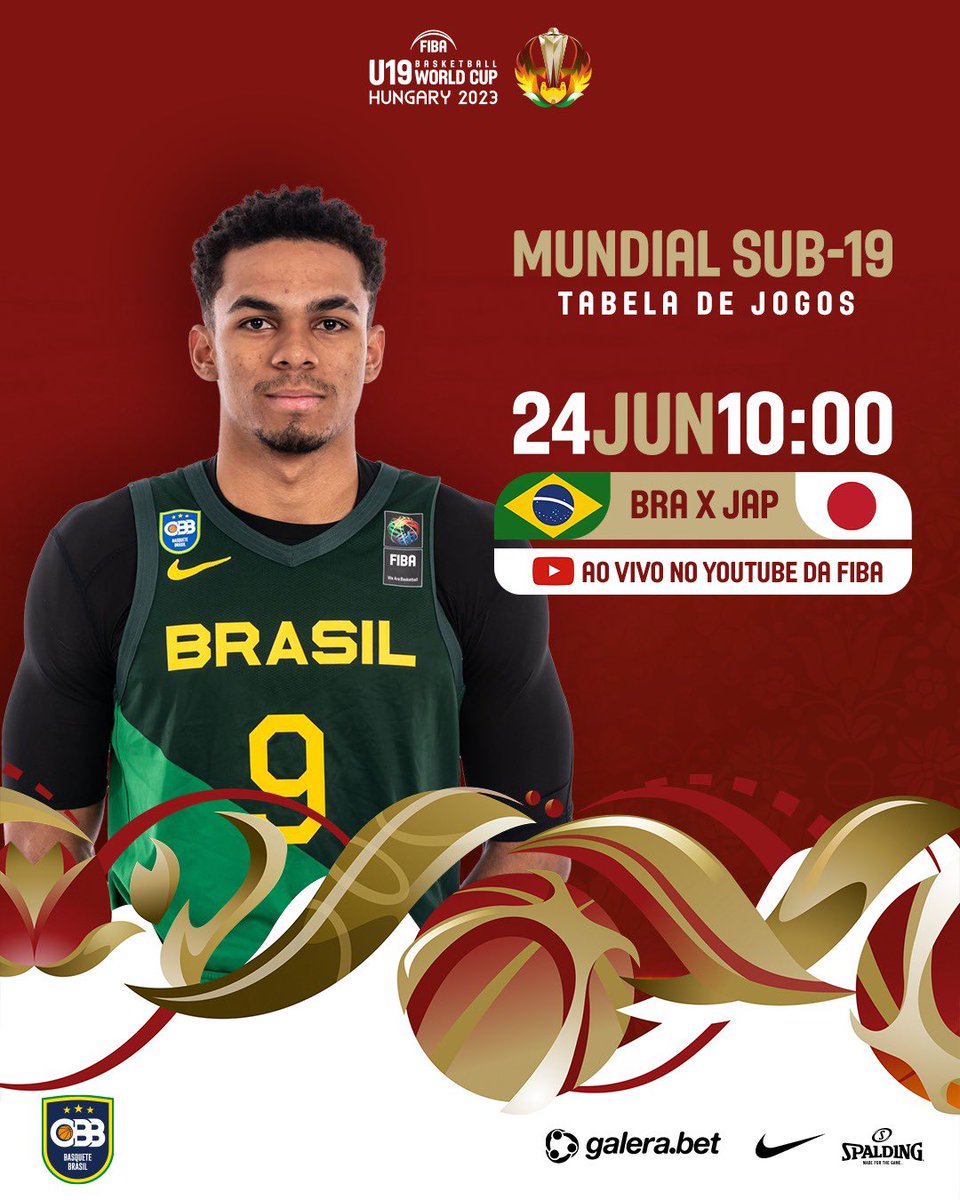 basquetebrasil's tweet photo. Chegou a hora! Neste sábado tem Brasil em ação na Copa do Mundo Sub-19 masculina!
Brasil x Japão
🗓Sábado, 24 de junho
⏰10h
📺YouTube da FIBA
Vamos com tudo 👊🏻
#NossaBase #CBB https://t.co/3UDfuGUQBJ