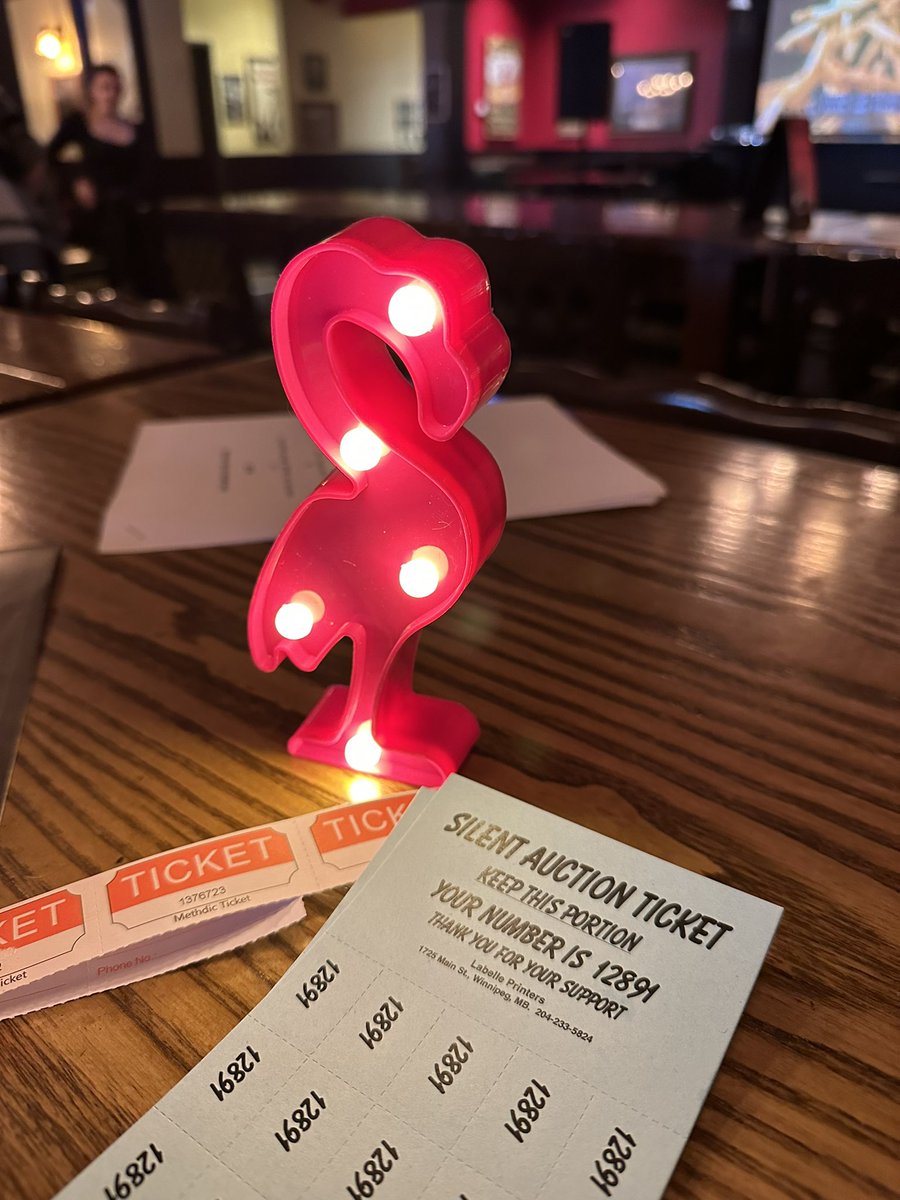 Settling in at a fundraiser for @tailsoffreedomrescue tonight <a href="/fionnswpg/">Fionn MacCool's Grant Park</a> Crossroads. With <a href="/MsBehavior/">Lisa W</a> in the lead the 🦩🦩🦩 are out in full force!