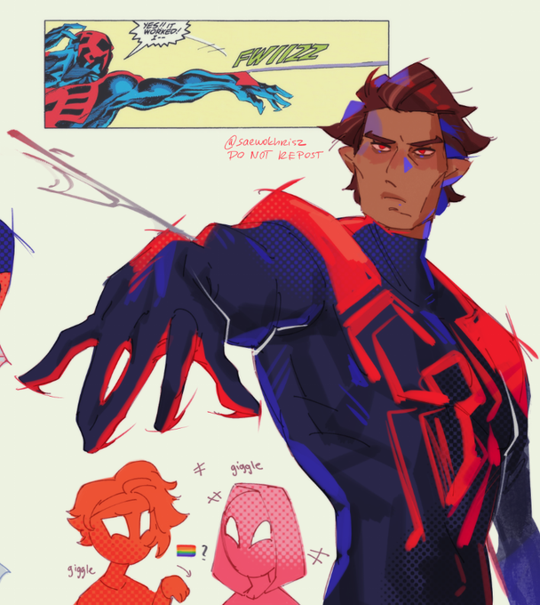 「red bodysuit spider web print」 illustration images(Latest)