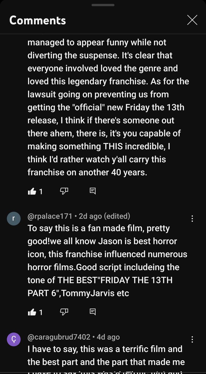 The great reviews just keep flooding in! If you haven't yet, go check out our fan film! Friday the 13th Vengeance Bloodlines part 2! #Fridaythe13th
#SupportIndieFilm 
youtu.be/5irjNKgtBEU