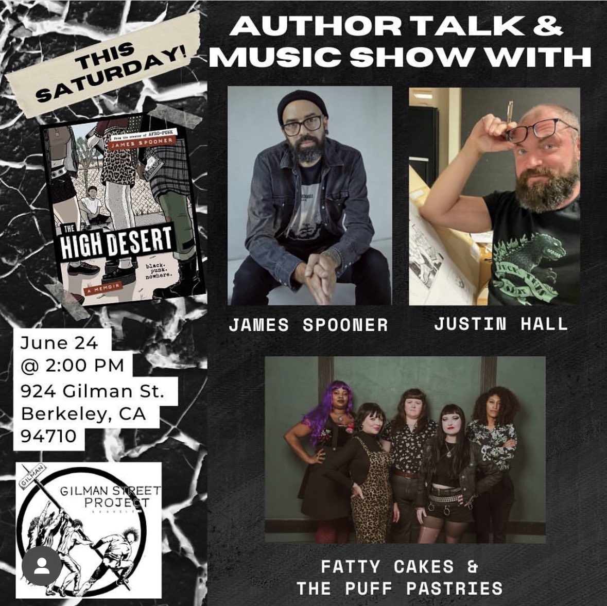 Tomorrow! I’m interviewing James Spooner about his graphic memoir of growing up a Black punk in central CA at <a href="/GilmanStreet/">GSBC Elite</a> 🤘