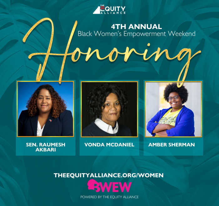 EquityAlliance1's tweet photo. We're thrilled to announce our 2023 Honorees for the 4th Annual #BWEW!
Our honorees are: Sen. Raumesh Akbari, Vonda McDaniel and Amber Sherman!
Tickets are on sale and going quick. Don't miss the chance to celebrate these outstanding women in-person! https://t.co/3RSoy6ui8w https://t.co/SQAYAFrv0l