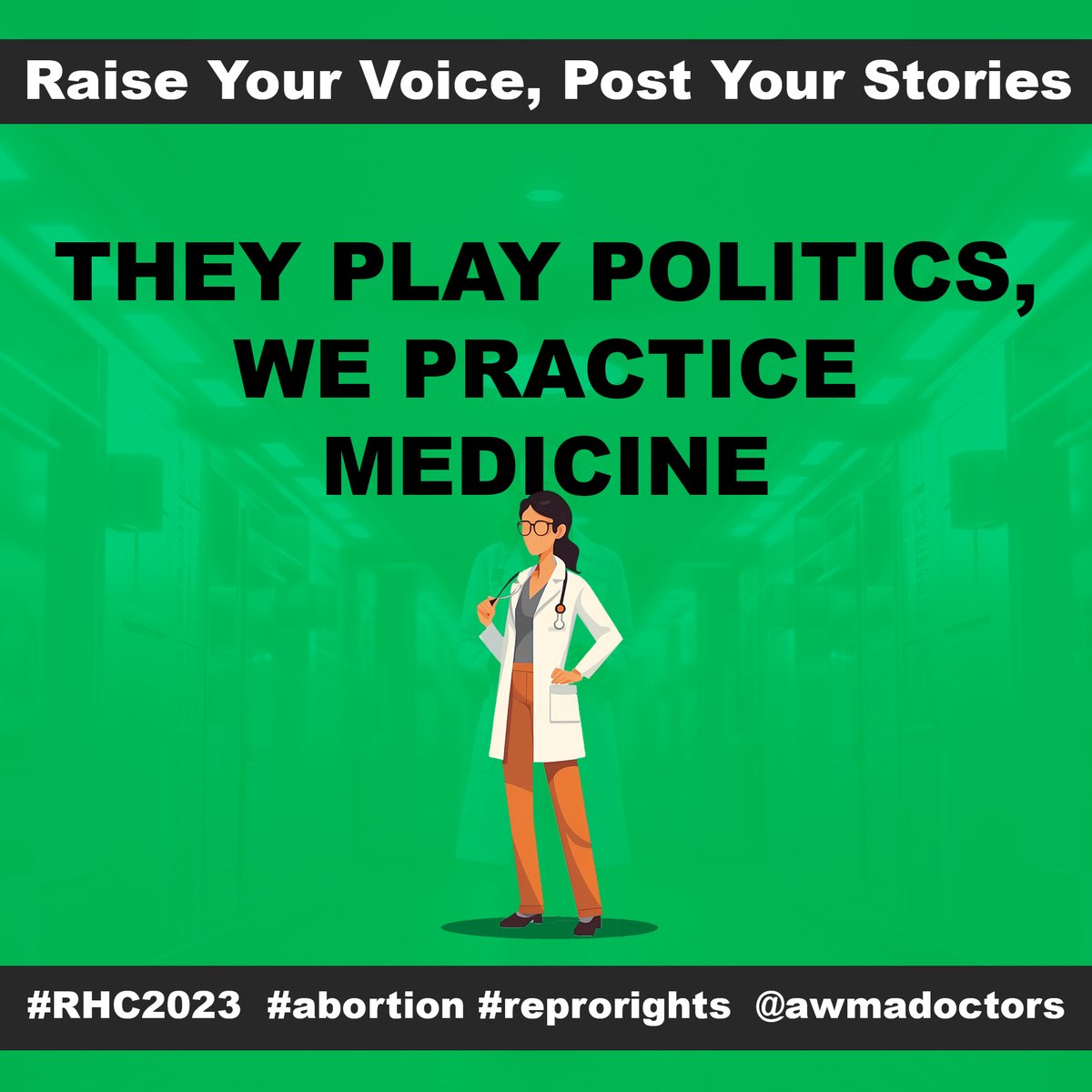AMWADoctors's tweet image. Today is our day of action! Usher in a New Era for Reproductive Healthcare! Raise your voice, repost these images to your pages &amp;amp; stories! And use our hashtag #RHC2023 Learn more: bit.ly/reprohealthcoa

#abortion #reprorights