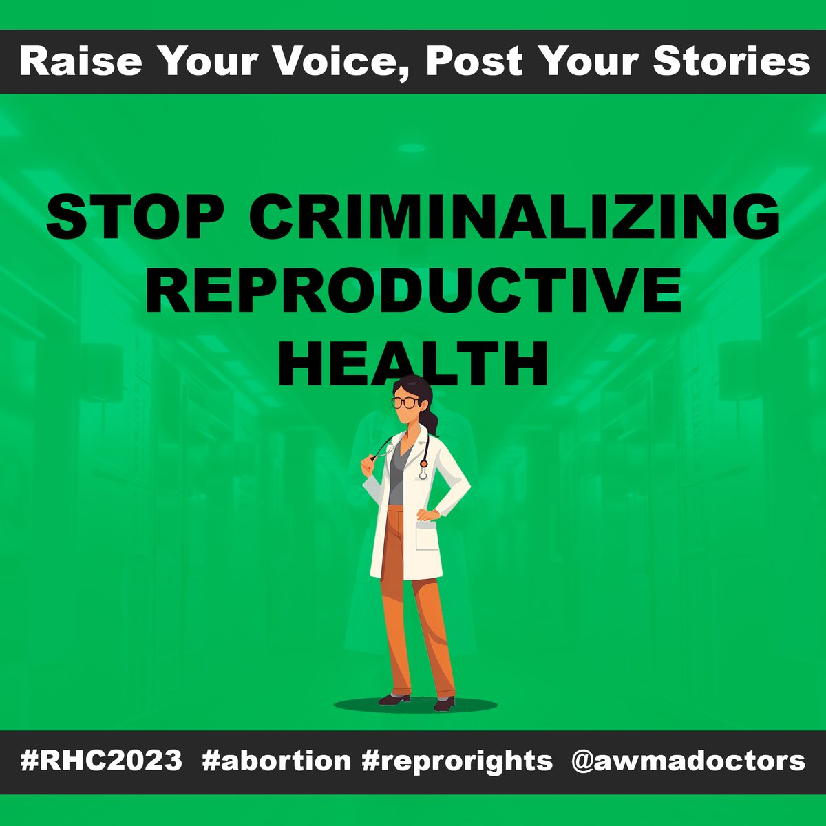 AMWADoctors's tweet image. Today is our day of action! Usher in a New Era for Reproductive Healthcare! Raise your voice, repost these images to your pages &amp;amp; stories! And use our hashtag #RHC2023 Learn more: bit.ly/reprohealthcoa

#abortion #reprorights