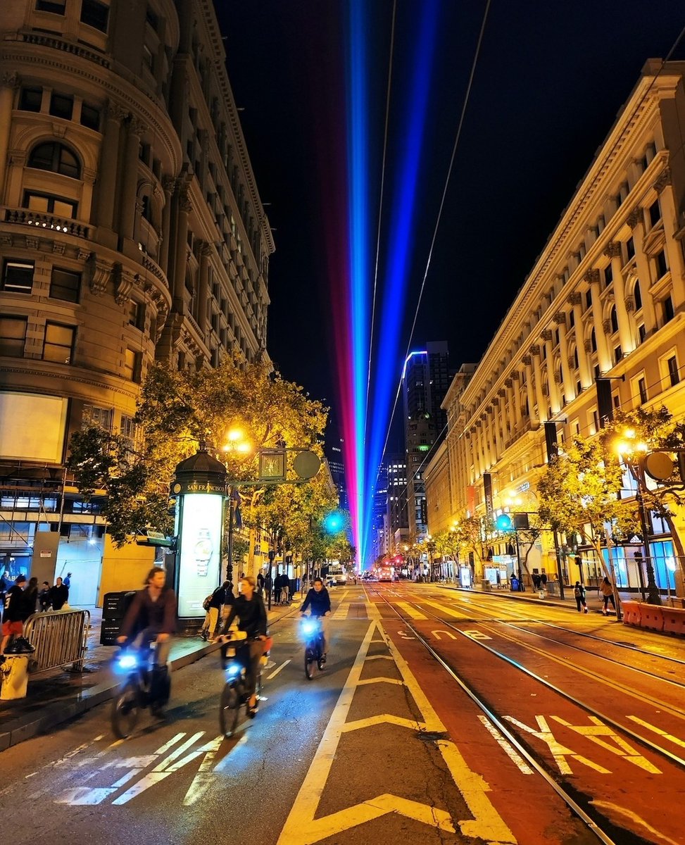 Imagine ending the workday, popping out for dinner, followed by the MOST SPECTACULAR ART INSTALLATION IN THE WORLD. That’s what it’s like at #5M &amp; the #415Natoma offices this evening. A high-powered laser rainbow art installation will cut through the middle of SF all weekend.