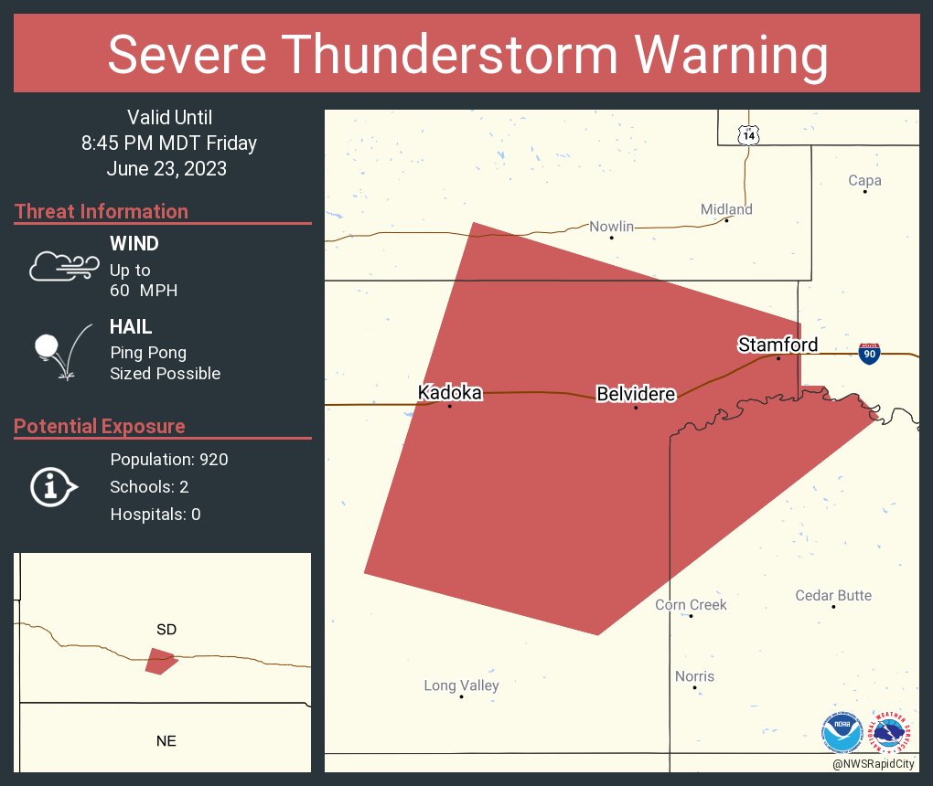 NWS Rapid City on Twitter "Severe Thunderstorm Warning including
