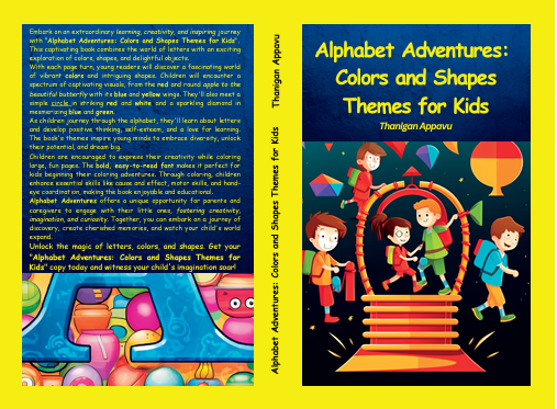 'Alphabet Adventures: Colors and Shapes Themes for Kids'
Check us out @ amzn.to/3NLiSlE

#colourbook #children #funread #colourbookchallenge #colourbooktag #kids #kids #kidbooksforsale #kidbookauthors #kid #kidbooks #kidbook  #kidbookstagram #childrenbook @colorosglobal