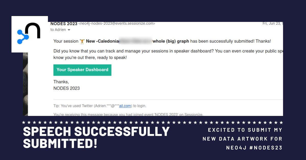 📢 Finally submitted a speech to @neo4j  #nodes23 🤞
#thankyou #communitymanagers  for the kind words.

#datascience #graphdatascience #storytelling #dowhatyoulove #lovewhatyoudo #learnbydoing #sideproject #creativemindset #DataVisualization