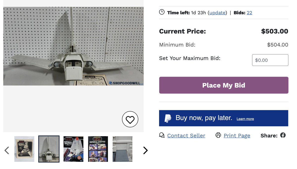 i would be surprised if @hasbro didn't take advantage and just make the Vintage Collection #haslab for #starwars the Imperial Shuttle... here's a vintage one on shopgoodwill thats over $500