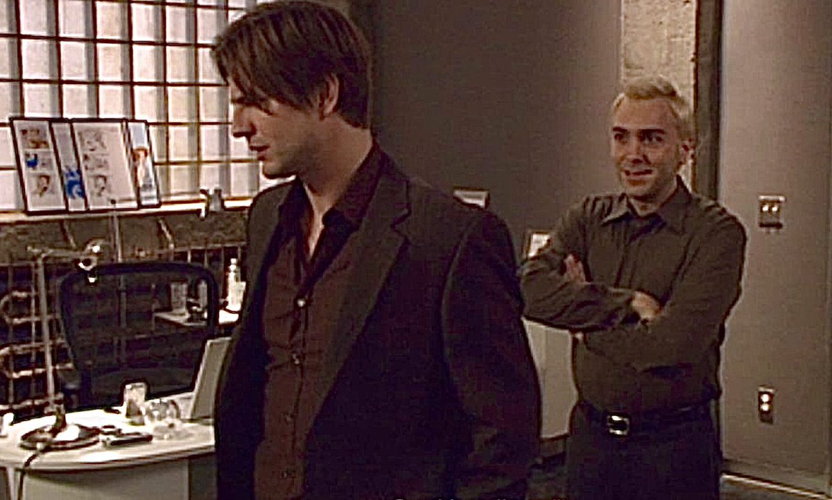 QAFShowtime's tweet photo. Do blondes have more fun? Hot #TedSchmidt #QAF @scolo #ScottLowell COO of #Kinnetik with boss #BrianKinney #GaleHarold #QueerAsFolk streaming now on @Showtime @ParamountPlus Hope there are good fund checks paid to all of you for streaming your work!! 👇😎✌️ https://t.co/8pbQn7EVZd