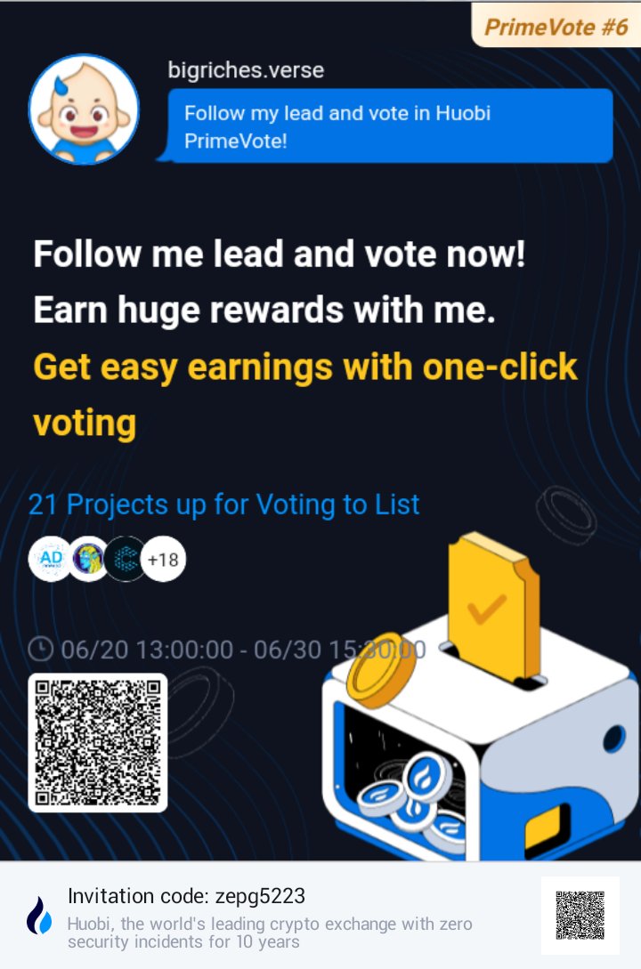 richBTC770's tweet photo. #HUOBI #PrimeVote6
Make me your lead voter
My UID is: 392209244.
I got millions of votes already. Let's win together https://t.co/sHY5tzGJkn
