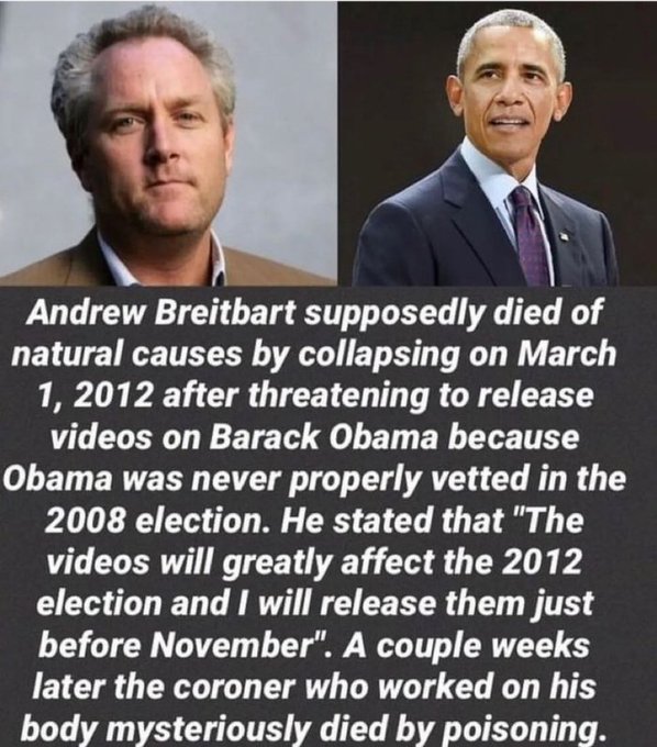 NOT coincidences either.

#breitbart #Obama #OBAMACRIMEFAMILY