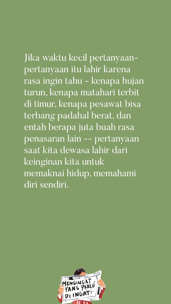 ikanatassa's tweet photo. Apa hal terberat yang harus kita jalani saat dewasa?
Menjawab berbagai pertanyaan tentang hidup. https://t.co/wy06TLqLBV