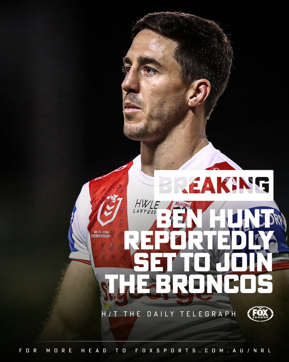 FOXNRL's tweet photo. Ben Hunt is set to sign a short-term deal with the Broncos pending a release from the Dragons 🧐🔁💸🎯

MORE 👉 https://t.co/OwVLXLjVUf https://t.co/aTSTtlb1FB