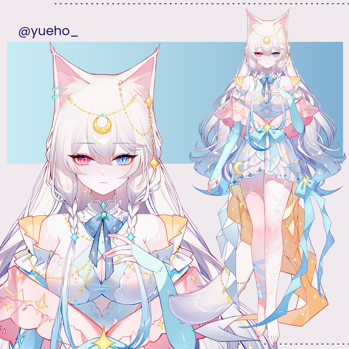 ✨Model Reveal✨
My name is Yueho, you may call me Yue, I'm a low energy and sleepy moon cat goddess.

Thank you for helping Yue to reveal her model 🥹🥰

Artist: <a href="/Sukuroneko/">Harri Eerik Virtanen</a>

#Vtuber #MYVT #VtuberDebut #VtuberUprisings